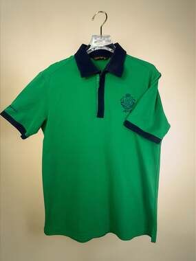 Louis Castel Green Polo Shirt with Navy Contrast and Embroidered Crest